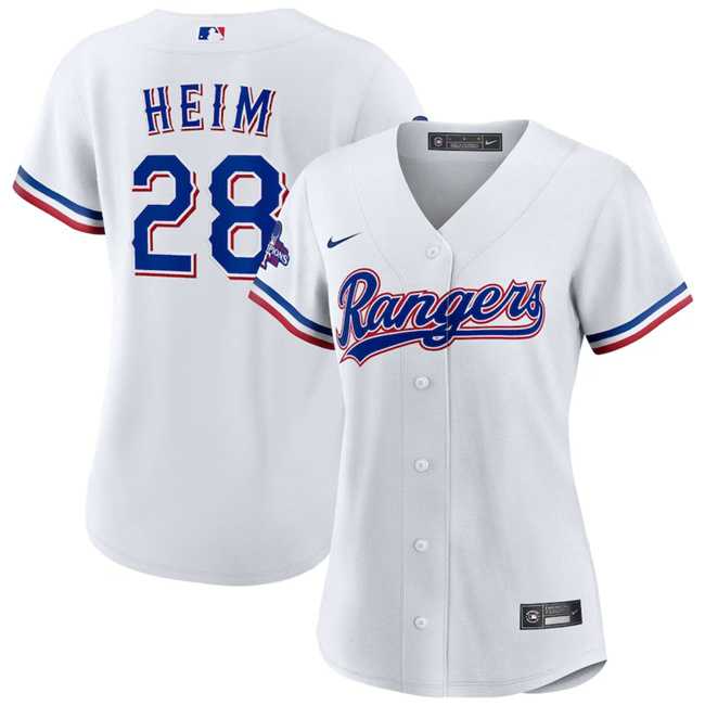 Women%27s Texas Rangers #28 Jonah Heim White 2023 World Series Champions Stitched Jersey(Run Small) Dzhi->mlb womens jerseys->MLB Jersey
